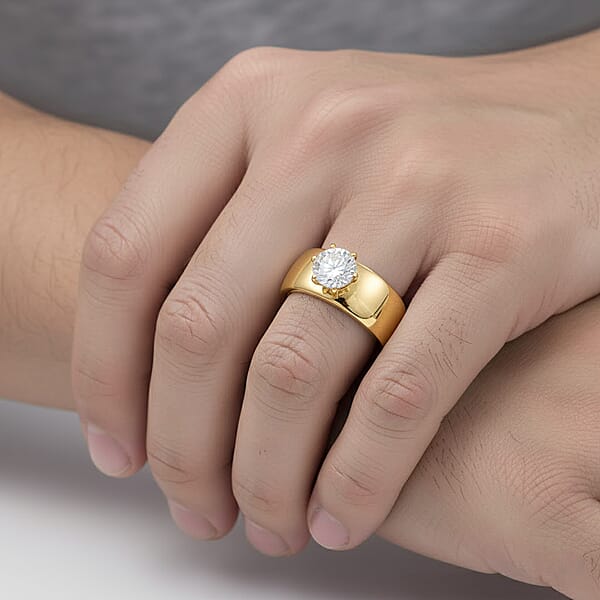 D'Joy Moissanite 1.15 Ctw Royal Majesty Ring In 18K Vermeil Yellow Gold Over Sterling Silver