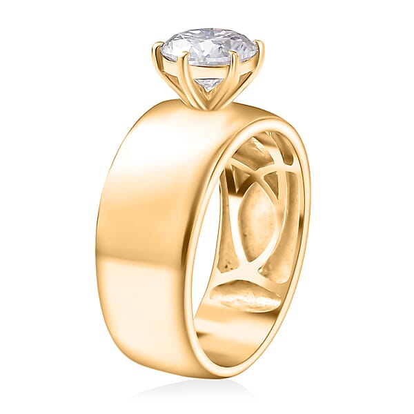 D'Joy Moissanite 1.15 Ctw Royal Majesty Ring In 18K Vermeil Yellow Gold Over Sterling Silver