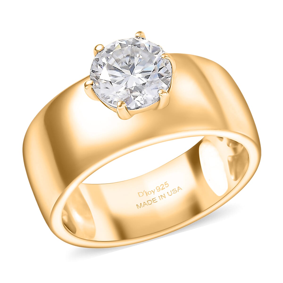D'Joy Moissanite 1.15 ctw Royal Majesty Ring in 18K Vermeil Yellow Gold Over Sterling Silver