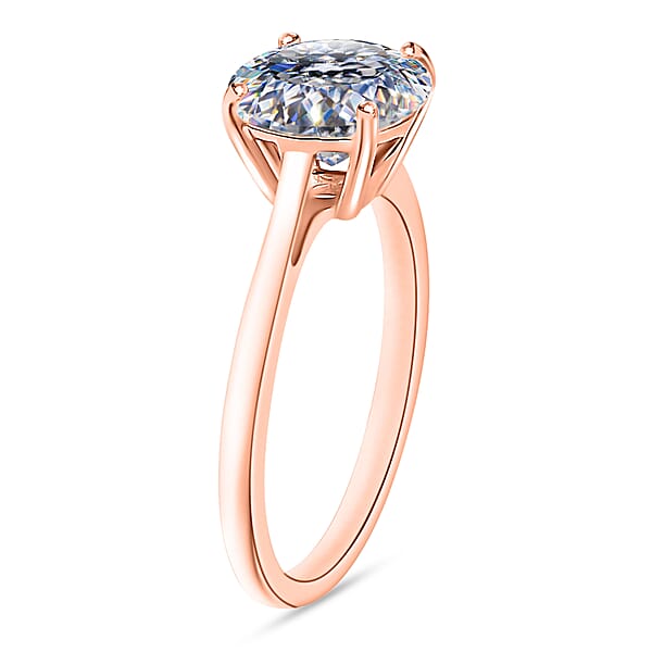 D'Joy Moissanite 1.85 Ctw Solitaire Ring In 18K Vermeil Rose Gold Over Sterling Silver (Size 6.5)