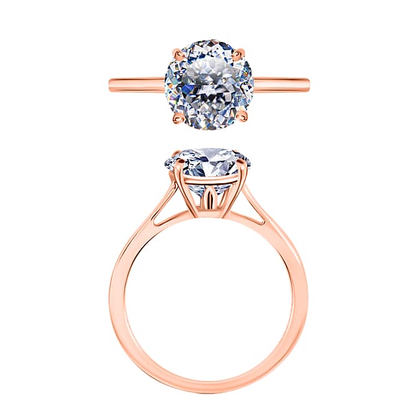 D'Joy Moissanite 1.85 Ctw Solitaire Ring In 18K Vermeil Rose Gold Over Sterling Silver (Size 6.5)