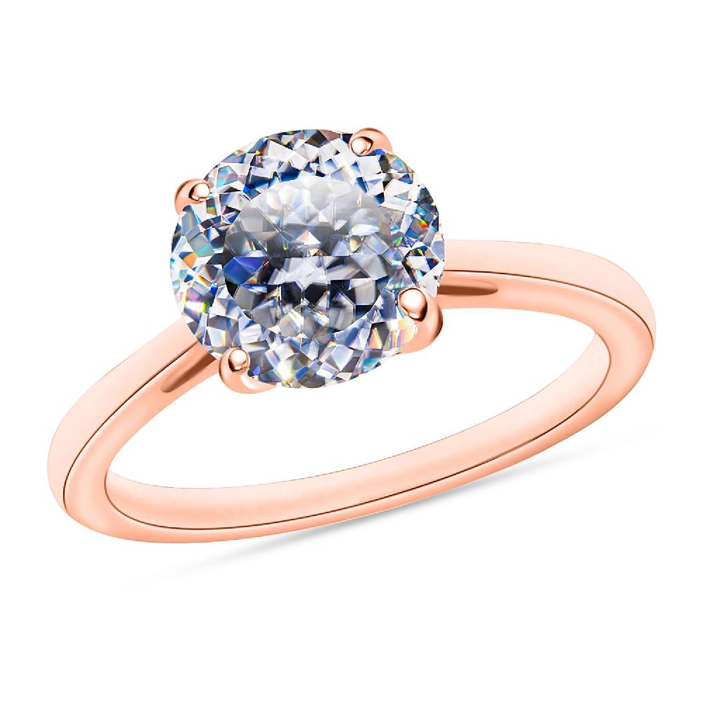 D'Joy Moissanite 1.85 ctw Solitaire Ring in 18K Vermeil Rose Gold Over Sterling Silver (Size 6.5)
