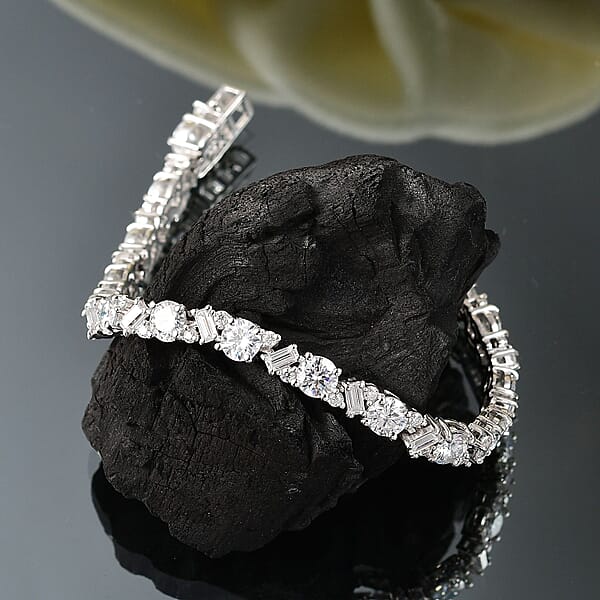 D'Joy Moissanite 10.50 Ctw Stars And Constellations Bracelet In Rhodium Over Sterling Silver (6.50 In)