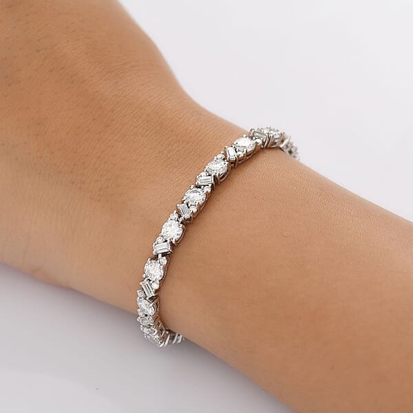 D'Joy Moissanite 10.50 Ctw Stars And Constellations Bracelet In Rhodium Over Sterling Silver (6.50 In)