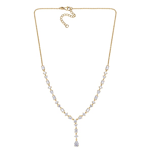 D'Joy Moissanite 10.65 Ctw Cascading Droplets Necklace In 18K Vermeil Yellow Gold Over Sterling Silver 18-20 Inches