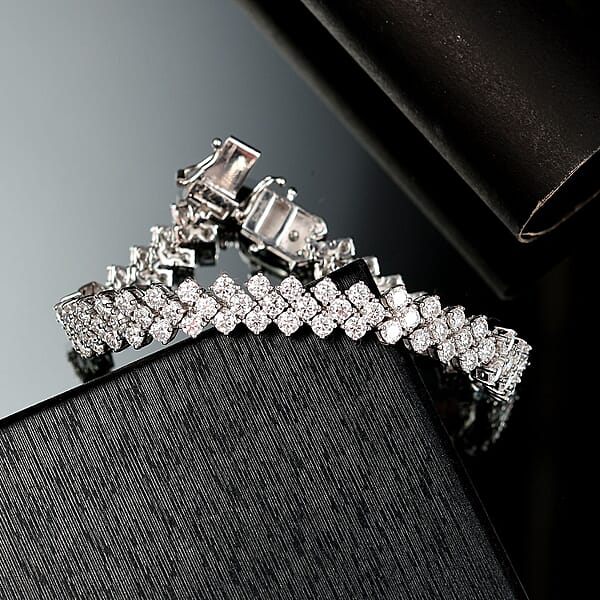 D'Joy Moissanite 10.80 Ctw Starlace Bracelet In Rhodium Over Sterling Silv (7.25 In)