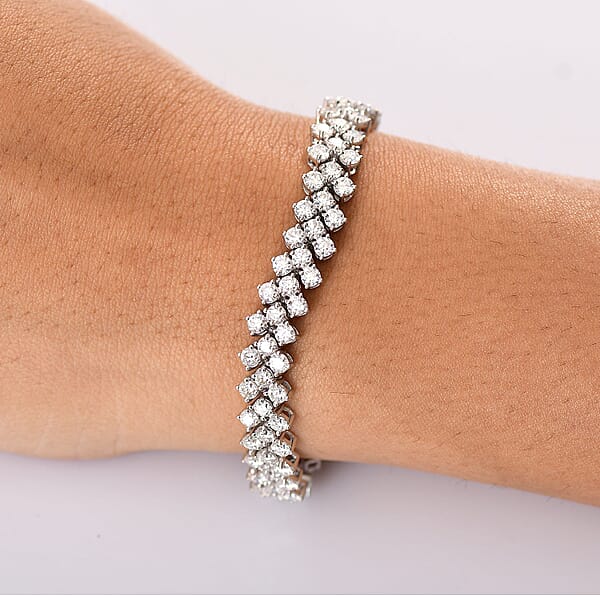 D'Joy Moissanite 10.80 Ctw Starlace Bracelet In Rhodium Over Sterling Silv (7.25 In)