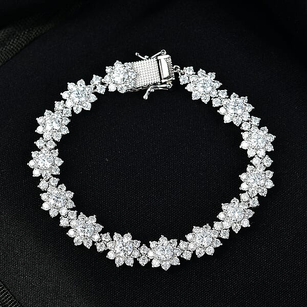 D'Joy Moissanite 12.60 Ctw Bracelet In Rhodium Over Sterling Silver (7.25 In)