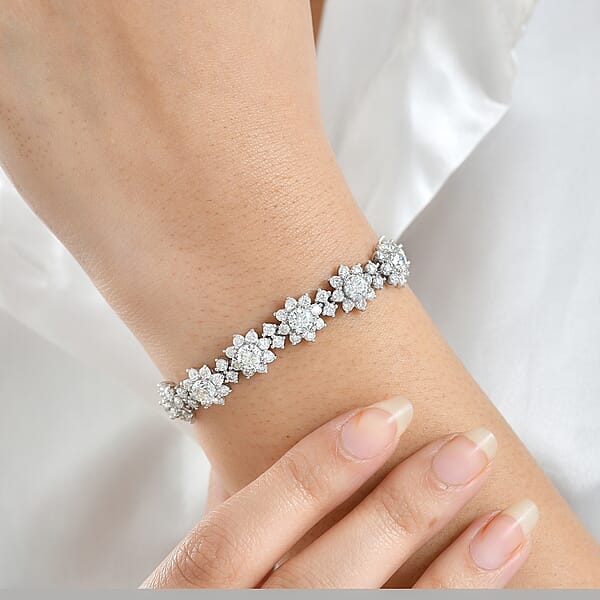 D'Joy Moissanite 12.60 Ctw Bracelet In Rhodium Over Sterling Silver (7.25 In)