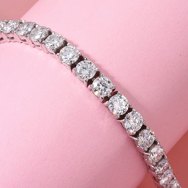 D'Joy Moissanite 13.75 Ctw Timeless Classics Bracelet In Rhodium Over Sterling Silver (6.50 In)