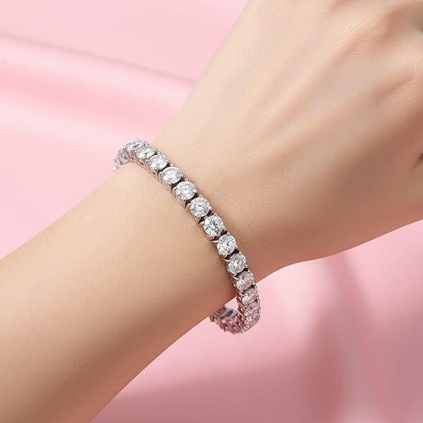 D'Joy Moissanite 13.75 Ctw Timeless Classics Bracelet In Rhodium Over Sterling Silver (6.50 In)