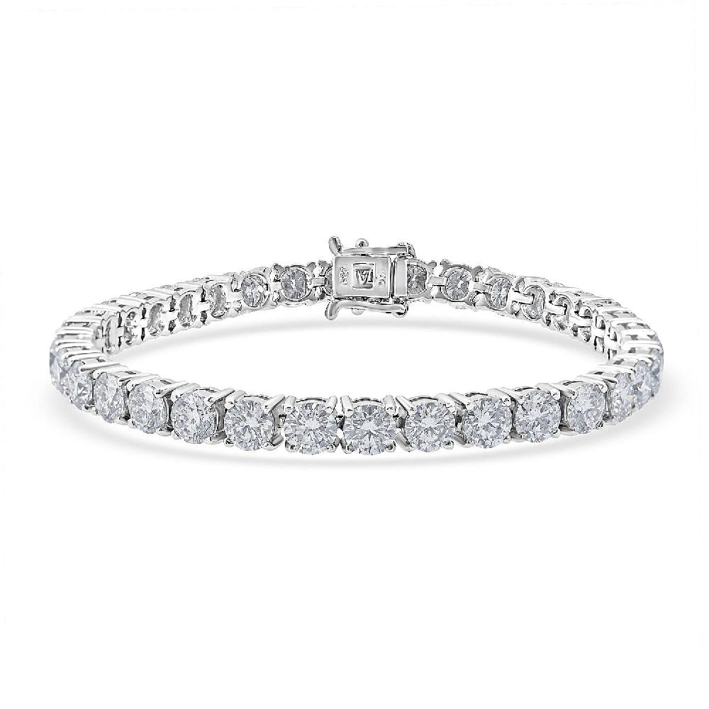 D'Joy Moissanite 13.75 ctw Timeless Classics Bracelet in Rhodium Over Sterling Silver (6.50 In)