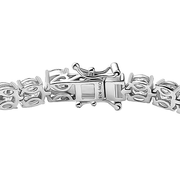D'Joy Moissanite 14.60 Ctw Classic Tennis Bracelet In Rhodium Over Sterling Silver (7.25 In)