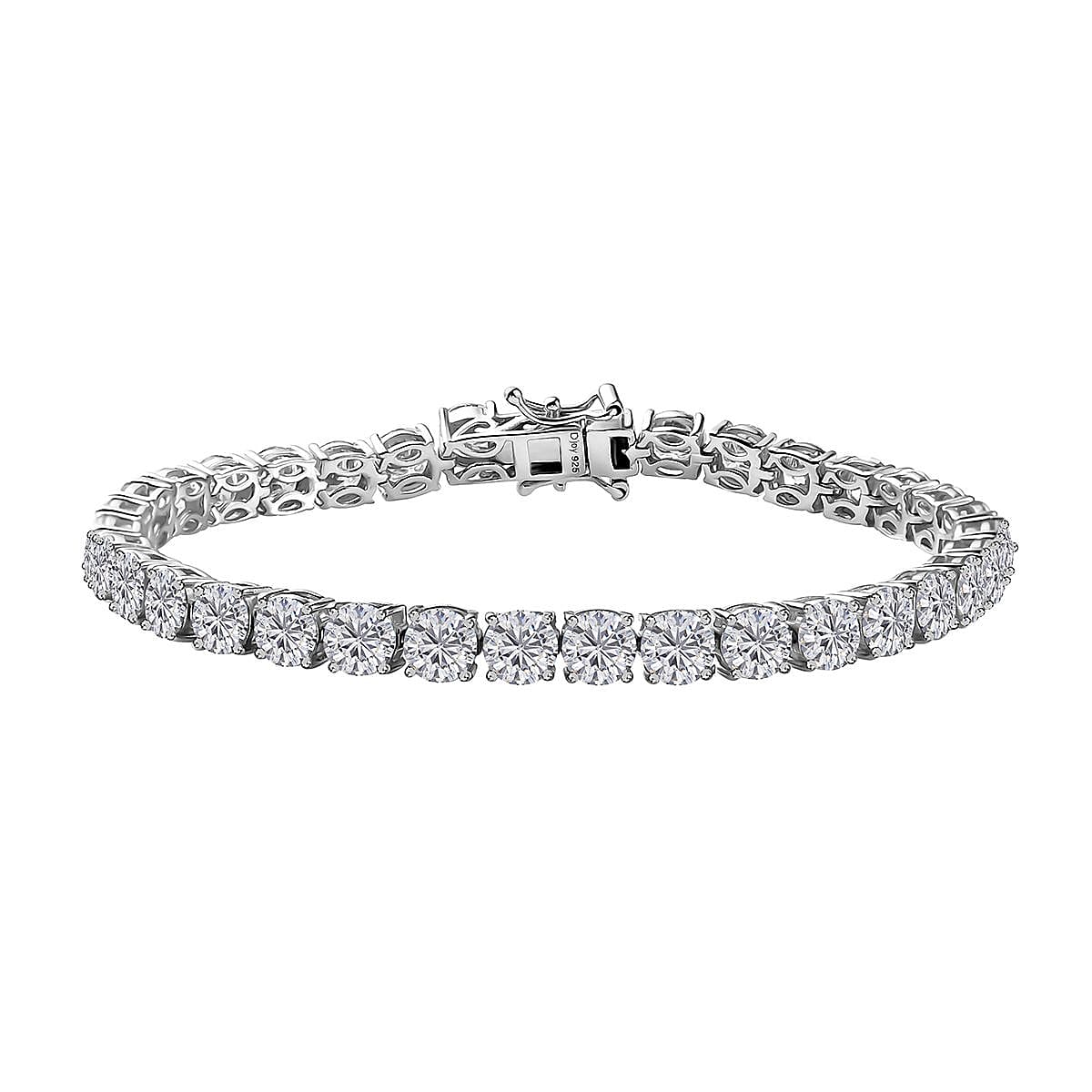 D'Joy Moissanite 14.60 ctw Classic Tennis Bracelet in Rhodium Over Sterling Silver (7.25 In)