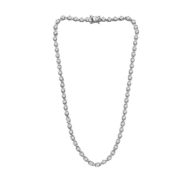 D'Joy Moissanite 15.10 Ctw XOXO Necklace In Rhodium Over Sterling Silver 18 Inches