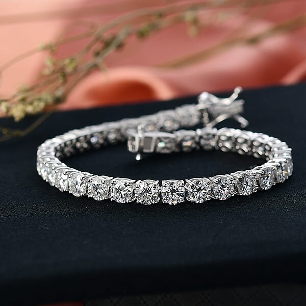 D'Joy Moissanite 15.70 Ctw Bracelet In Rhodium Over Sterling Silver (7.25 In)