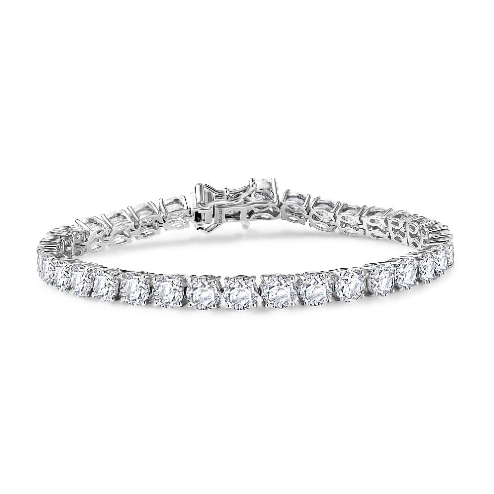 D'Joy Moissanite 15.70 ctw Bracelet in Rhodium Over Sterling Silver (7.25 In)