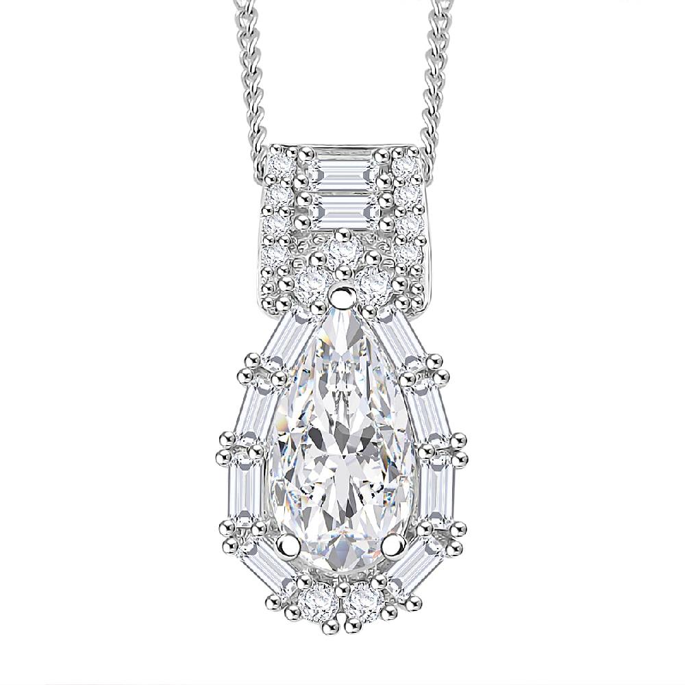 D'Joy Moissanite 2.60 ctw Radiant Majesty Pendant Necklace in Rhodium Over Sterling Silver 20 Inches