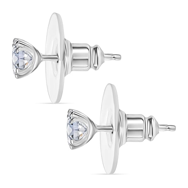 D'Joy Moissanite 2.60 Ctw Set Of 3 Solitaire Stud Earrings In 18K Vermeil YRG And Rhodium Over Sterling Silver