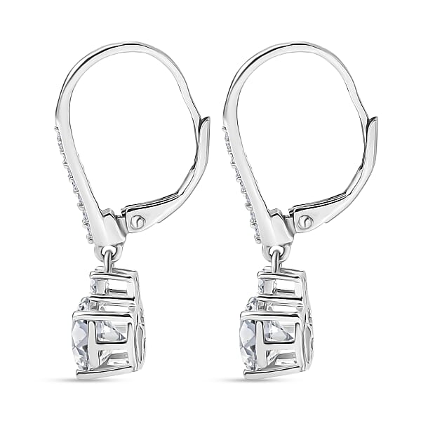 D'Joy Moissanite 2.70 Ctw Lever Back Earrings In Rhodium Over Sterling Silver