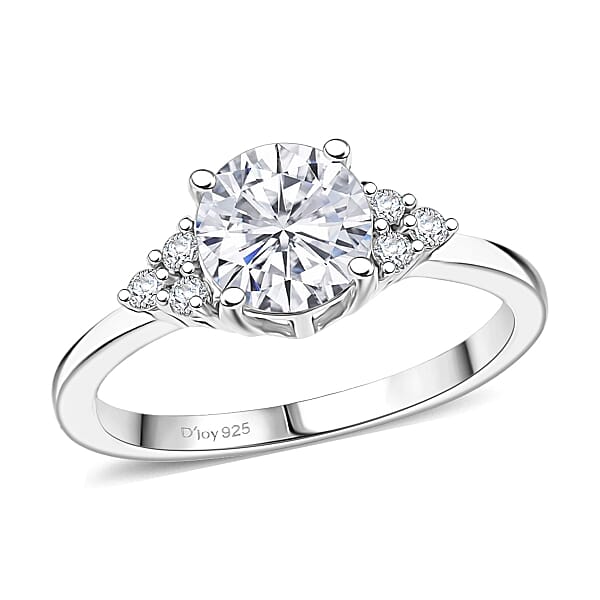 D'Joy Moissanite 2.75 Ctw Classic Ring And Pendant Necklace In Rhodium Over Sterling Silver 20 Inches