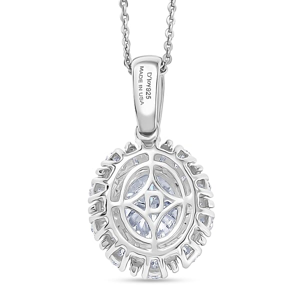 D'Joy Moissanite 2.85 Ctw Sparkburst Pendant Necklace In Rhodium Over Sterling Silver 20 Inches