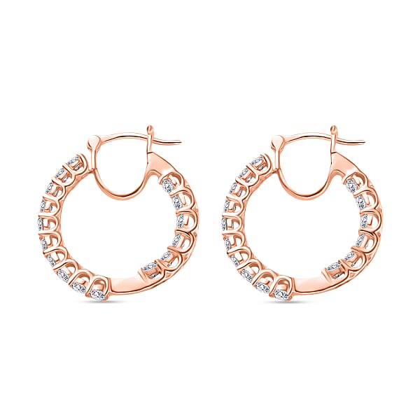 D'Joy Moissanite 2.88 Ctw Hoop Earrings In 18K Vermeil Rose Gold Over Sterling Silver