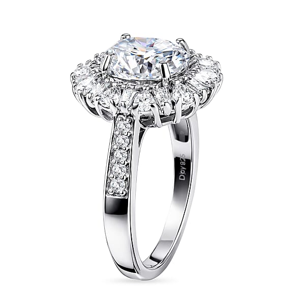 D'Joy Moissanite 2.90 Ctw Sparkburst Ring In Rhodium Over Sterling Silver