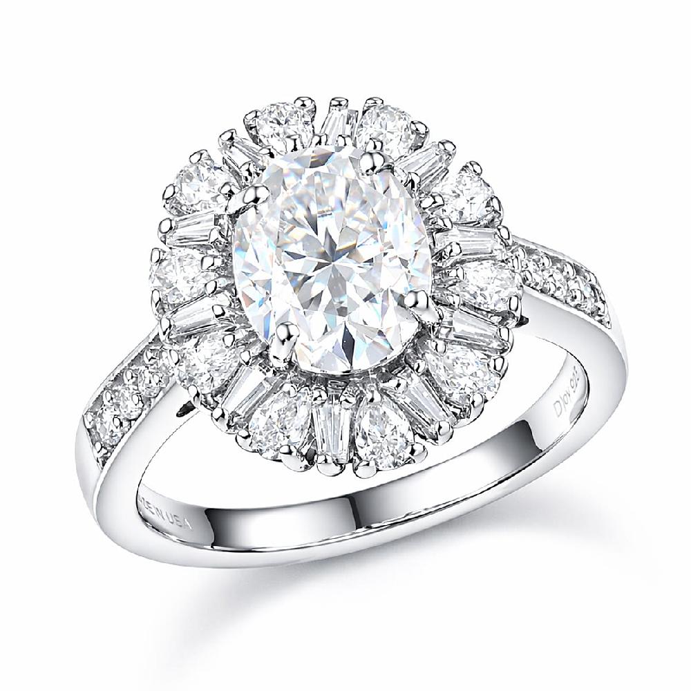 D'Joy Moissanite 2.90 ctw Sparkburst Ring in Rhodium Over Sterling Silver