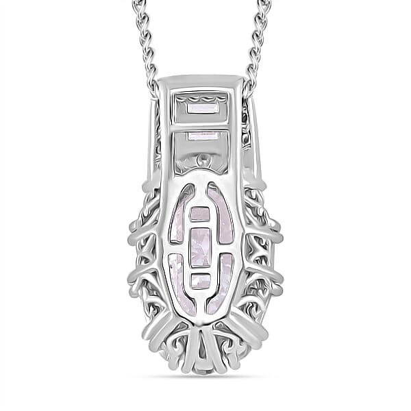 D'Joy Moissanite 3.00 Ctw Radiant Majesty Pendant Necklace In Rhodium Over Sterling Silver 20 Inches