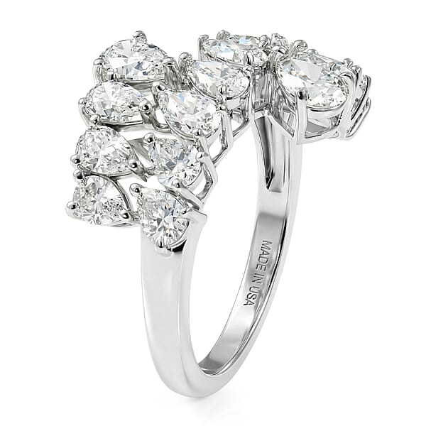 D'Joy Moissanite 3.20 Ctw Sparkle Dew Ring In Rhodium Over Sterling Silver