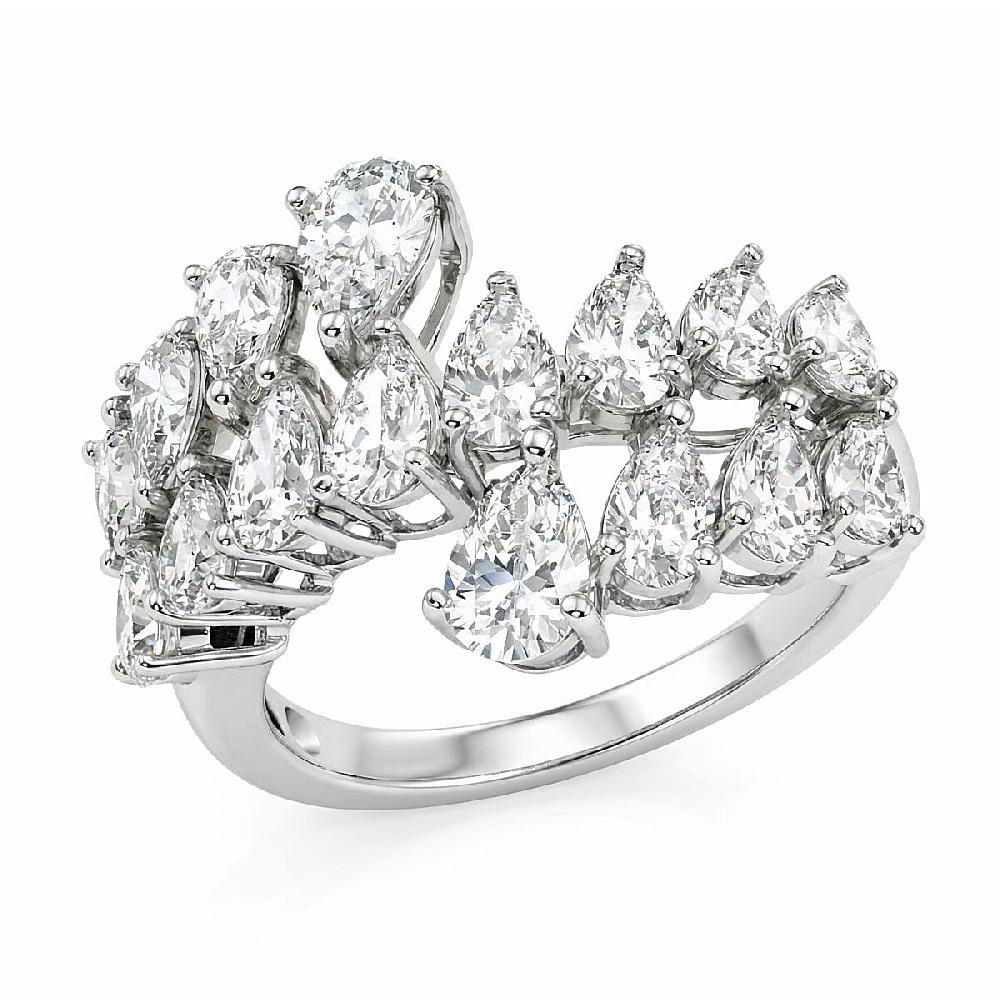D'Joy Moissanite 3.20 ctw Sparkle Dew Ring in Rhodium Over Sterling Silver