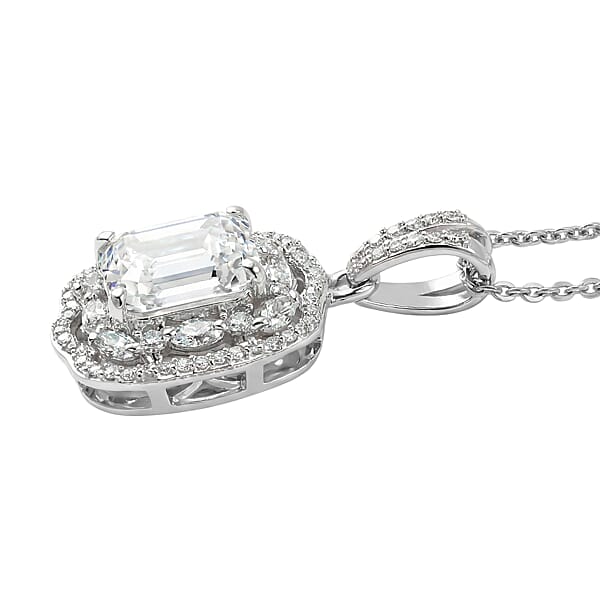 D'Joy Moissanite 3.25 Ctw Crown Spark Pendant Necklace In Rhodium Over Sterling Silver 20 Inches