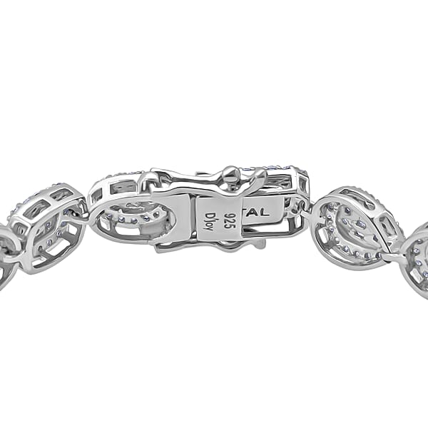 D'Joy Moissanite 3.65 Ctw Art Deco Bracelet In Rhodium Over Sterling Silver (6.50 In)