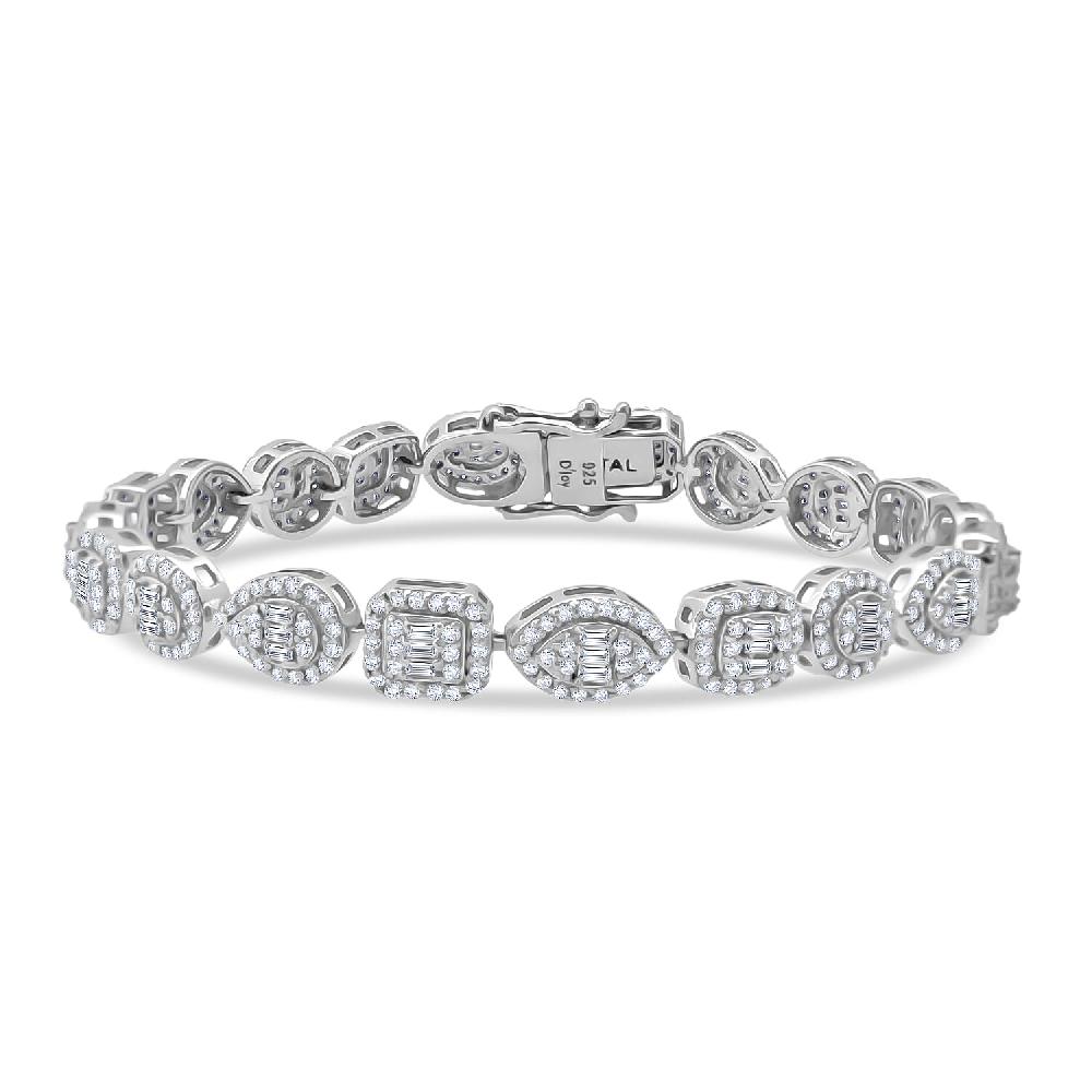 D'Joy Moissanite 3.65 ctw Art Deco Bracelet in Rhodium Over Sterling Silver (6.50 In)