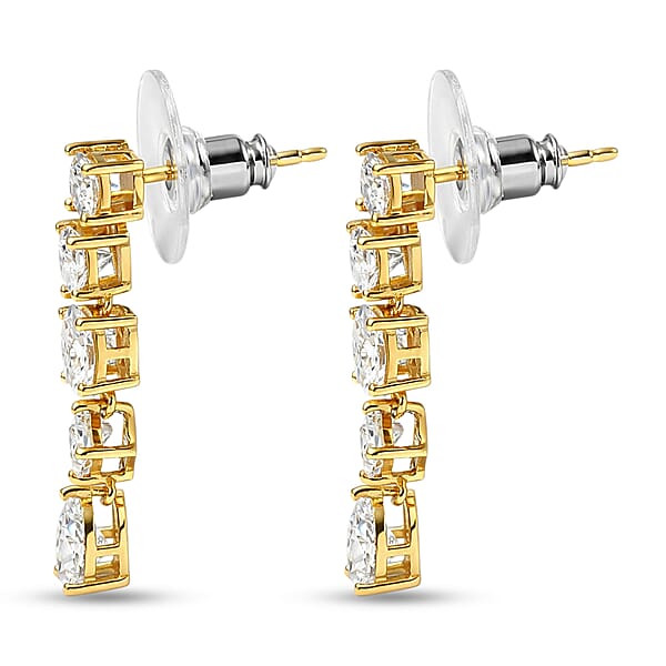 D'Joy Moissanite 3.65 Ctw Cascading Droplets Earrings In 18K Vermeil Yellow Gold Over Sterling Silver
