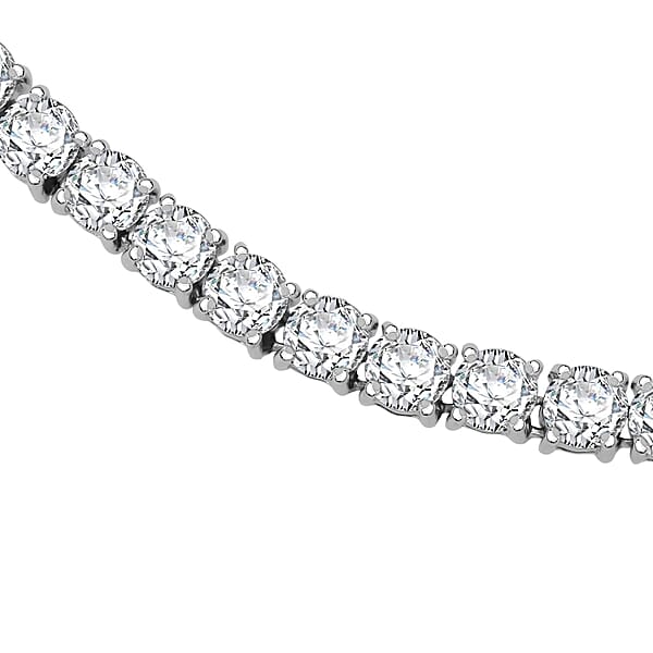 D'Joy Moissanite 37.60 Ctw Timeless Classics Necklace In Rhodium Over Sterling Silver 18 Inches