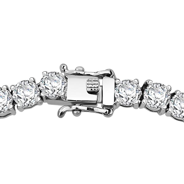 D'Joy Moissanite 37.60 Ctw Timeless Classics Necklace In Rhodium Over Sterling Silver 18 Inches