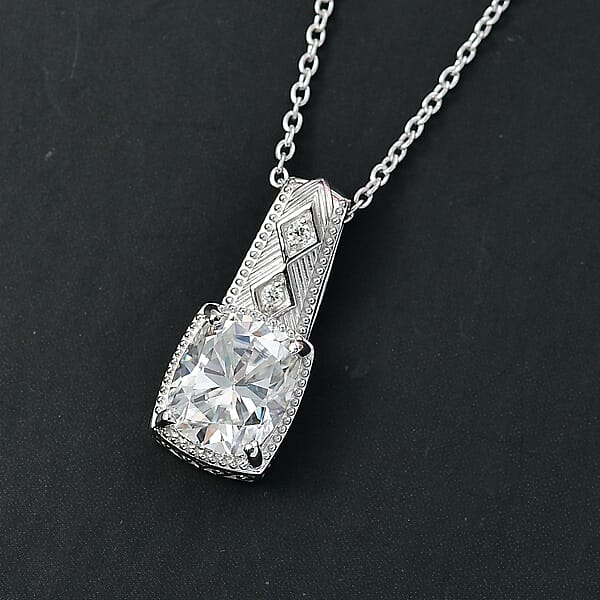 D'Joy Moissanite 4.00 Ctw Pendant Necklace In Rhodium Over Sterling Silver 20 Inches