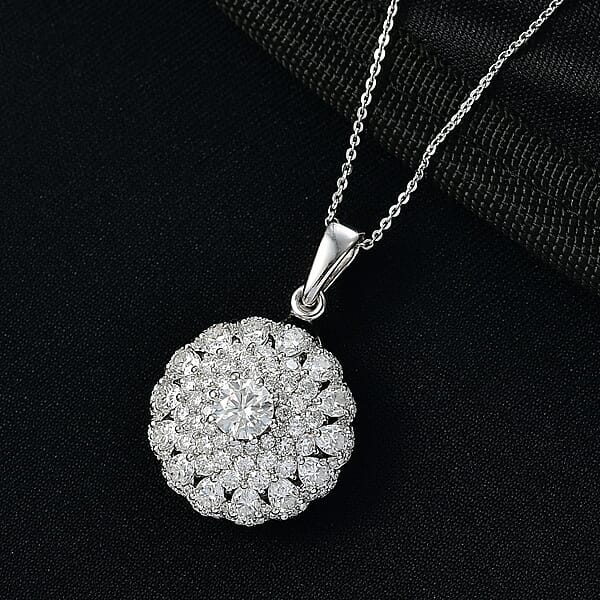 D'Joy Moissanite 4.40 Ctw Ballerina Pendant Necklace In Rhodium Over Sterling Silver 20 Inches