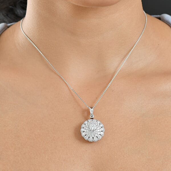 D'Joy Moissanite 4.40 Ctw Ballerina Pendant Necklace In Rhodium Over Sterling Silver 20 Inches