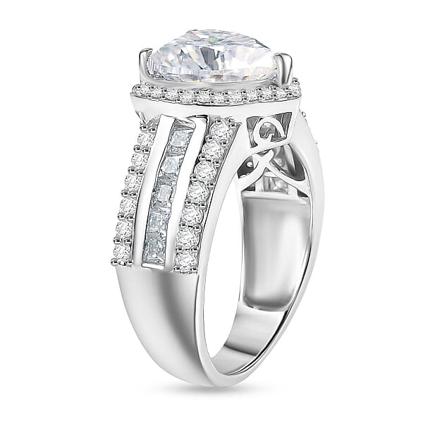 D'Joy Moissanite 4.60 Ctw Romantic Heart Ring In Rhodium Over Sterling Silver
