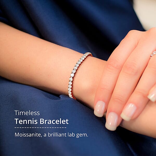 D'Joy Moissanite 4.90 Ctw Tennis Bracelet Vermeil Rose Gold Over Sterling Silver Bracelet Moissanite Jewelry Gifts For Her (6.50 In)