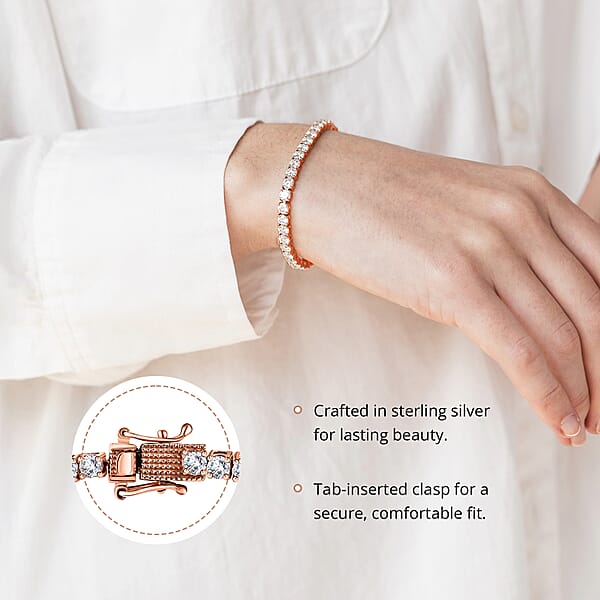 D'Joy Moissanite 4.90 Ctw Tennis Bracelet Vermeil Rose Gold Over Sterling Silver Bracelet Moissanite Jewelry Gifts For Her (6.50 In)