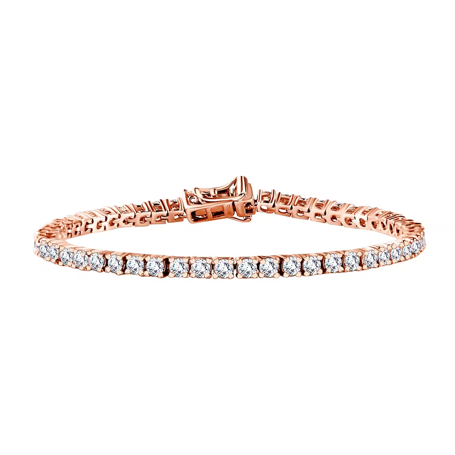 D'Joy Moissanite 4.90 ctw Tennis Bracelet Vermeil Rose Gold Over Sterling Silver Bracelet Moissanite Jewelry Gifts For Her (6.50 In)