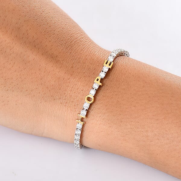 D'Joy Moissanite 5.35 Ctw HOPE Bracelet In 14K YG And Rhodium Over Sterling Silver (7.25 In)