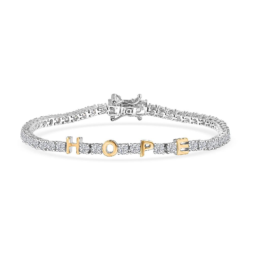 D'Joy Moissanite 5.35 ctw HOPE Bracelet in 14K YG and Rhodium Over Sterling Silver (7.25 In)