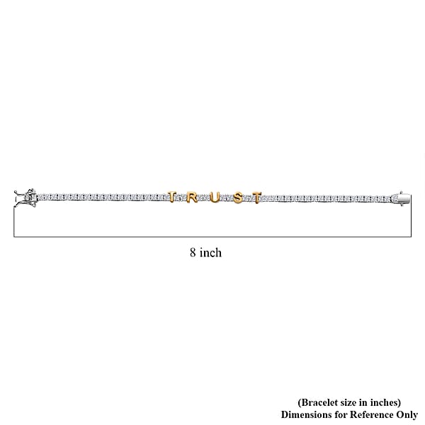D'Joy Moissanite 5.40 Ctw TRUST Bracelet In 14K YG And Rhodium Over Sterling Silver (7.25 In)