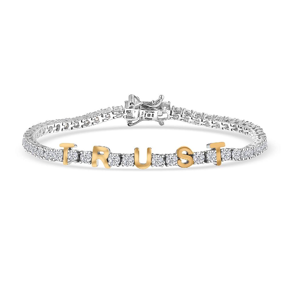 D'Joy Moissanite 5.40 ctw TRUST Bracelet in 14K YG and Rhodium Over Sterling Silver (7.25 In)