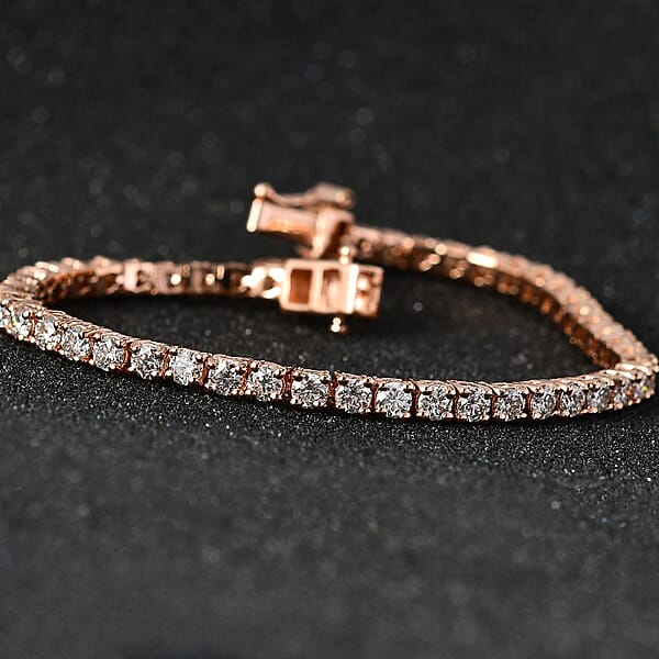 D'Joy Moissanite 5.50 Ctw Tennis Bracelet In Vermeil Rose Gold Over Sterling Silver (7.25 In) (Del. In 10-12 Days)